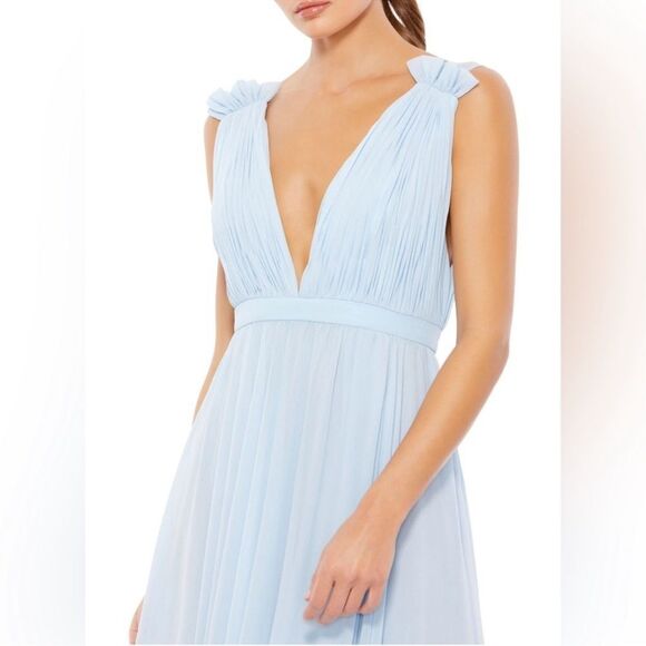 Mac Duggal 55321 Womens Size 8‎ Light Powder Blue Chiffon Long Maxi Gown Dress - Picture 4 of 14